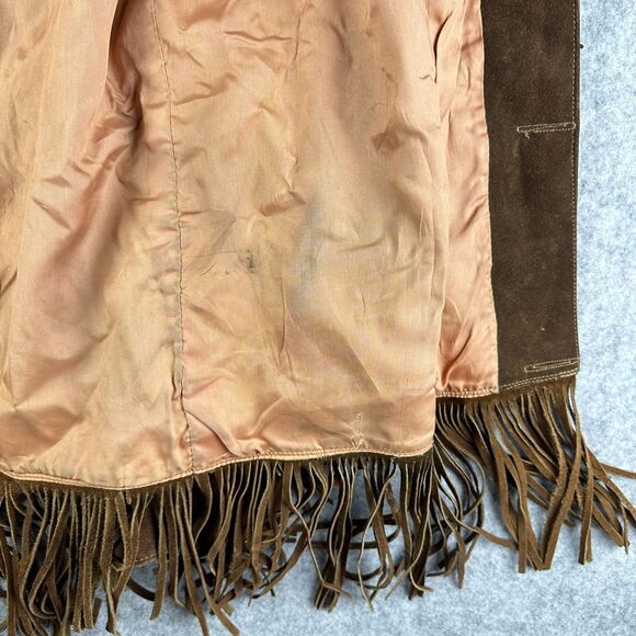 Vintage Pypsa Brown Suede Fringe Jacket Size 38 Western Boho Rodeo Ranch READ* - Picture 10 of 16